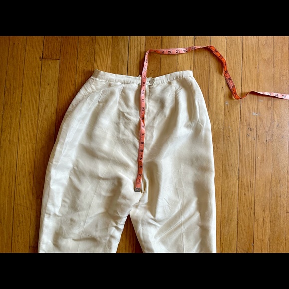 SOLD | 60s Cream Raw Silk Cigarette Skinny pants. - Picture 8 of 9